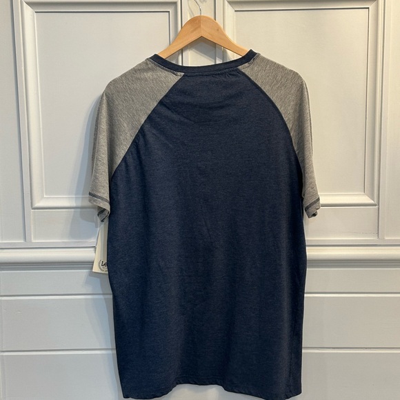 Lee Premium Short Sleeve Shirt Men's Size L Blue w/Gray Sleeves - Picture 13 of 14